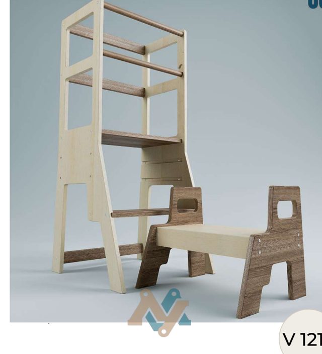 Torre Montessori con banco convertible — diseño V121